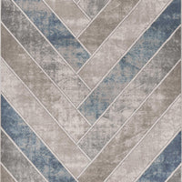 5'3" x 7'7" Polypropelene Tan-Teal Area Rug