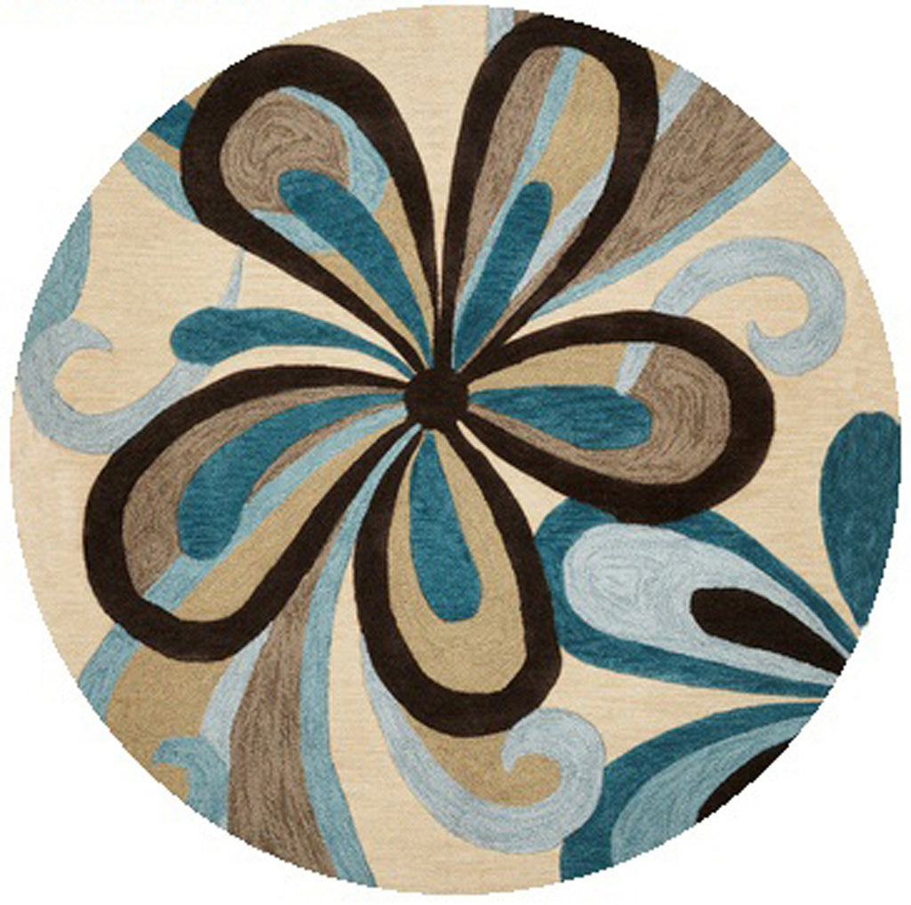 5'6" Round Polyacrylic Sand-Teal Area Rug