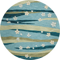 5'6" Round Polyacrylic Blue Area Rug