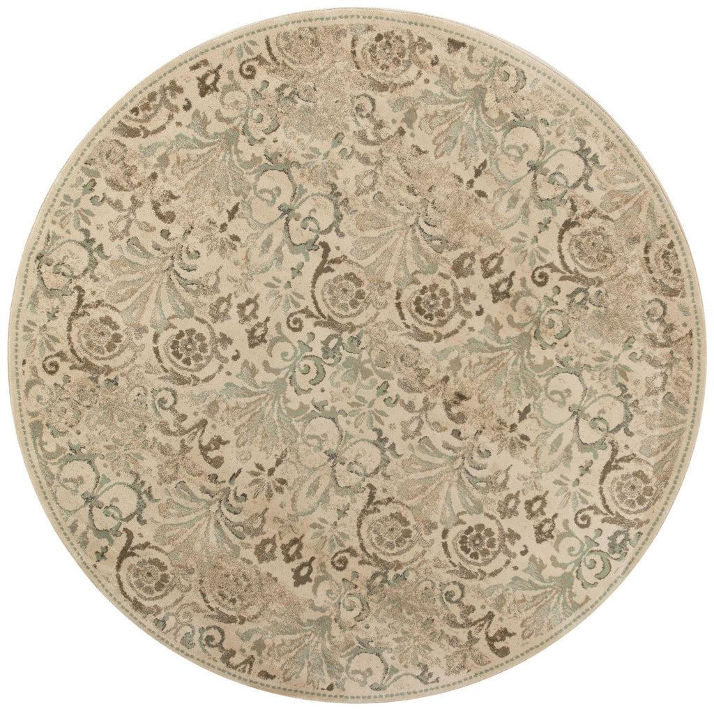 7' Round Polypropylene Ivory Area Rug