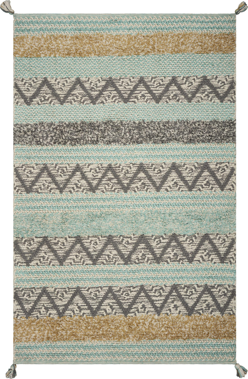 3'3" x 5'3" Polyester Turquoise Area Rug