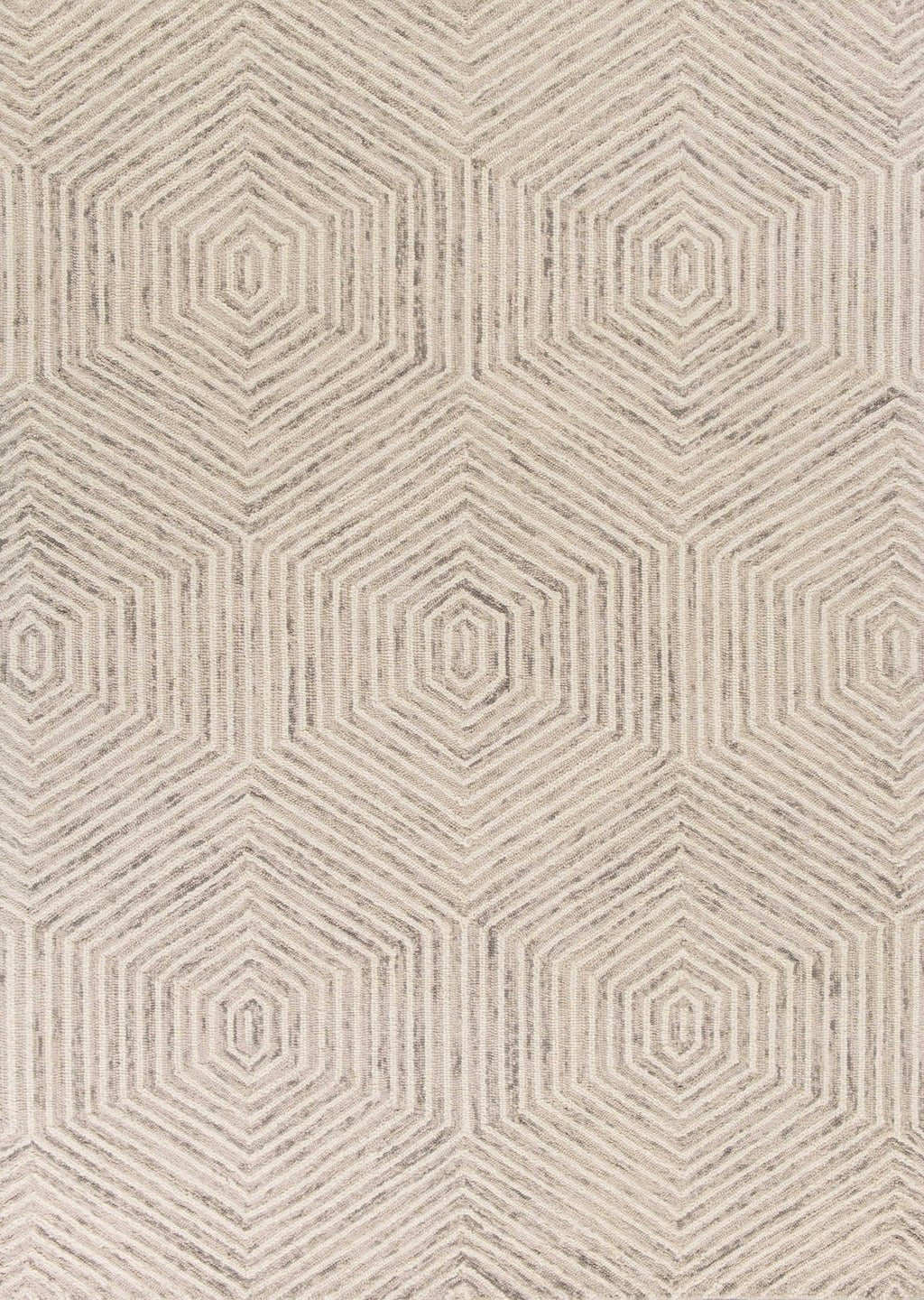 5' x 7' Ivory Geometric Hexagon Wool Indoor Area Rug