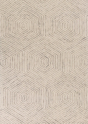 5' x 7' Ivory Geometric Hexagon Wool Indoor Area Rug