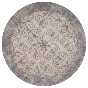 6'6" Round Polypropelene Greige Area Rug