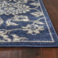 7' x 9' Denim Floral Vine UV Treated Indoor Area Rug