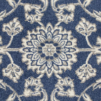 7' x 9' Denim Floral Vine UV Treated Indoor Area Rug