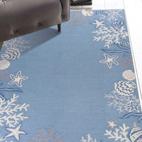 5' x 7'6" Polyester Sea Blue Area Rug