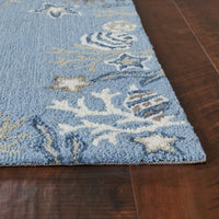 5' x 7'6" Polyester Sea Blue Area Rug