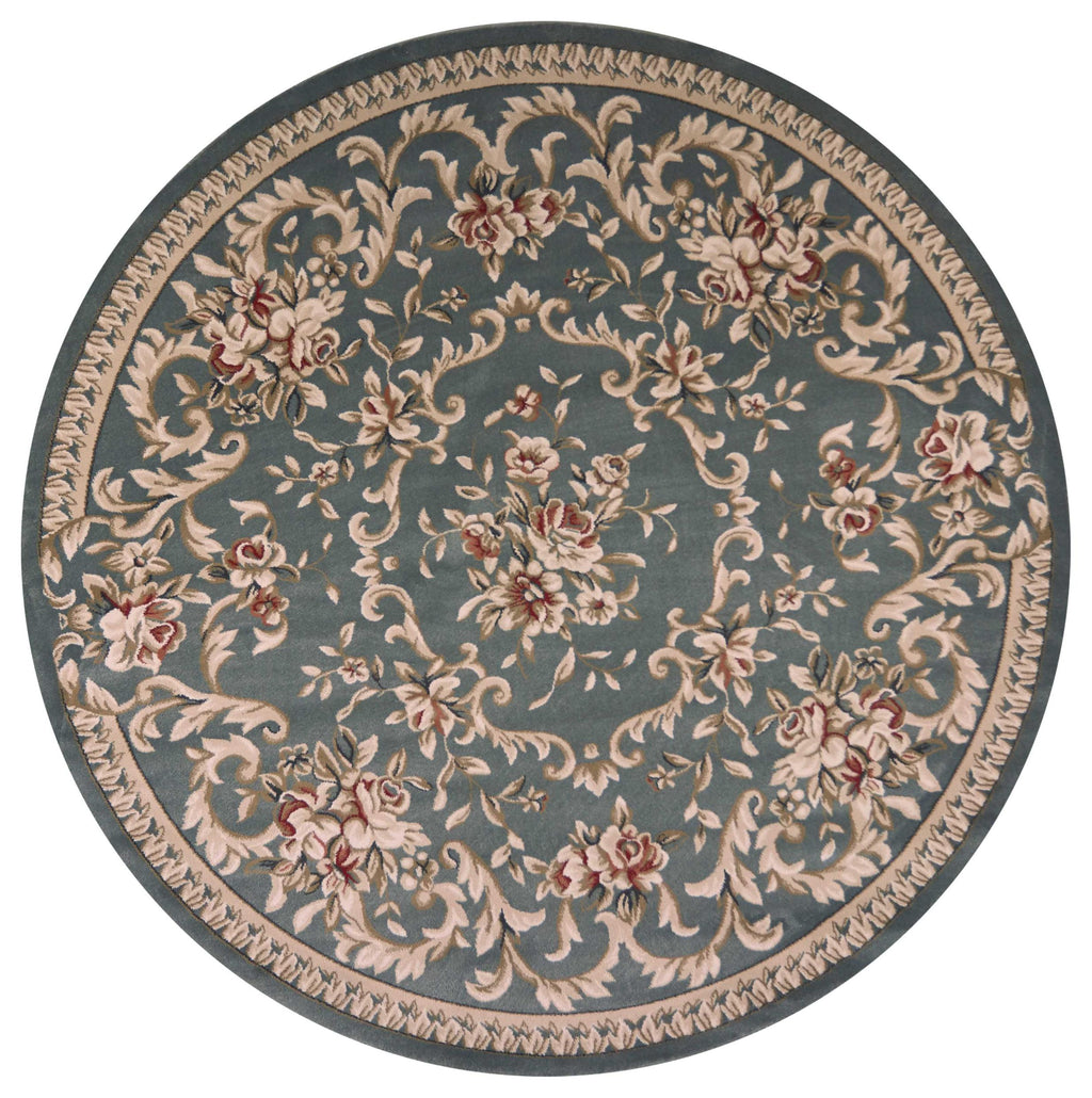 7'10" Round Polypropelene Slate Blue Area Rug