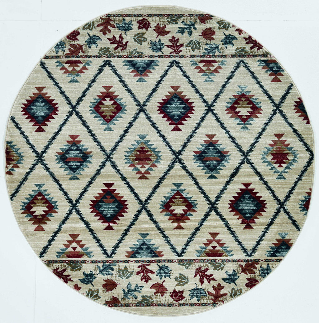 7'10" Round Polypropelene Ivory Area Rug