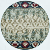 7'10" Round Polypropelene Ivory Area Rug