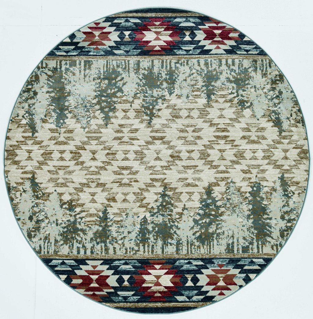 7'10" Round Polypropelene Ivory Area Rug