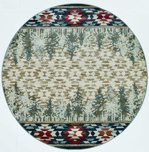 7'10" Round Polypropelene Ivory Area Rug