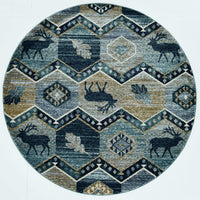 7'10" Round Polypropelene Seafoam Area Rug