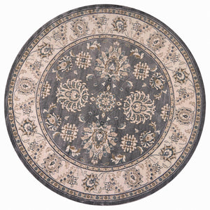 7'10" Round Polypropelene Grey-Ivory Area Rug