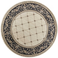 8' Ivory Grey Floral Round Indoor Area Rug