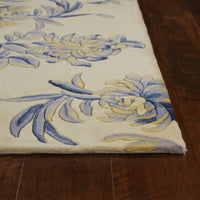 3'3" x 5'3" Wool Ivory-Blue Area Rug