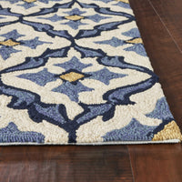 5' x 7'6" UV-treated Polypropelene Ivory-Blue Area Rug