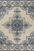 5' x 7'6" UV-treated Polypropelene Ivory-Blue Area Rug