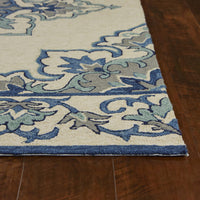 5' x 7'6" UV-treated Polypropelene Ivory-Blue Area Rug