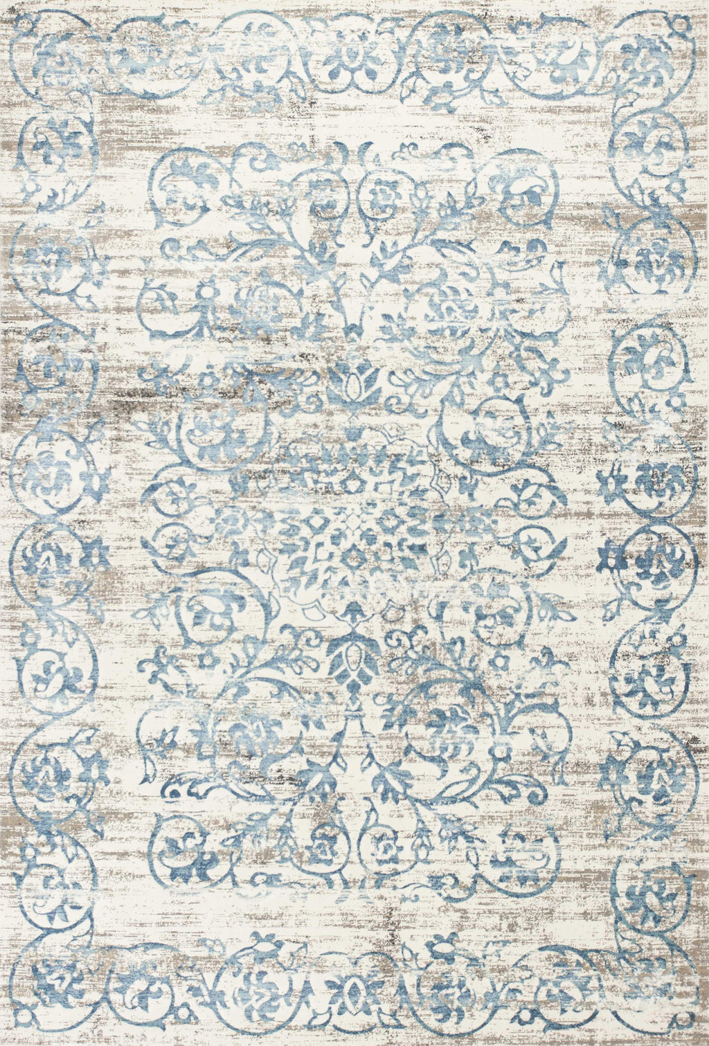 5'3" x 7'7" Polypropelene Ivory-Blue Area Rug