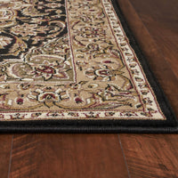 7'7" Round Polypropelene Black-Beige Area Rug