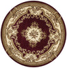 7'7" Round Polypropelene Red-Ivory Area Rug