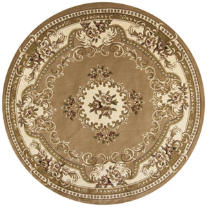 7'7" Round Polypropelene Beige-Ivory Area Rug