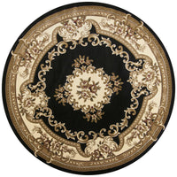 7'7" Round Polypropelene Black-Ivory Area Rug