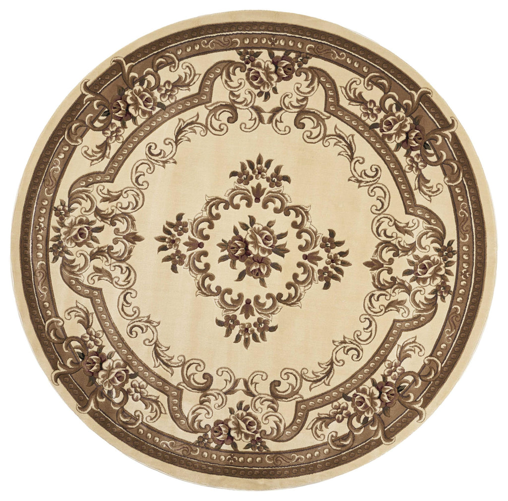 7'7" Round Polypropelene Ivory Area Rug