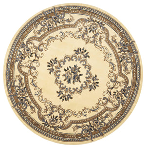 7'7" Round Polypropelene Ivory-Blue Area Rug