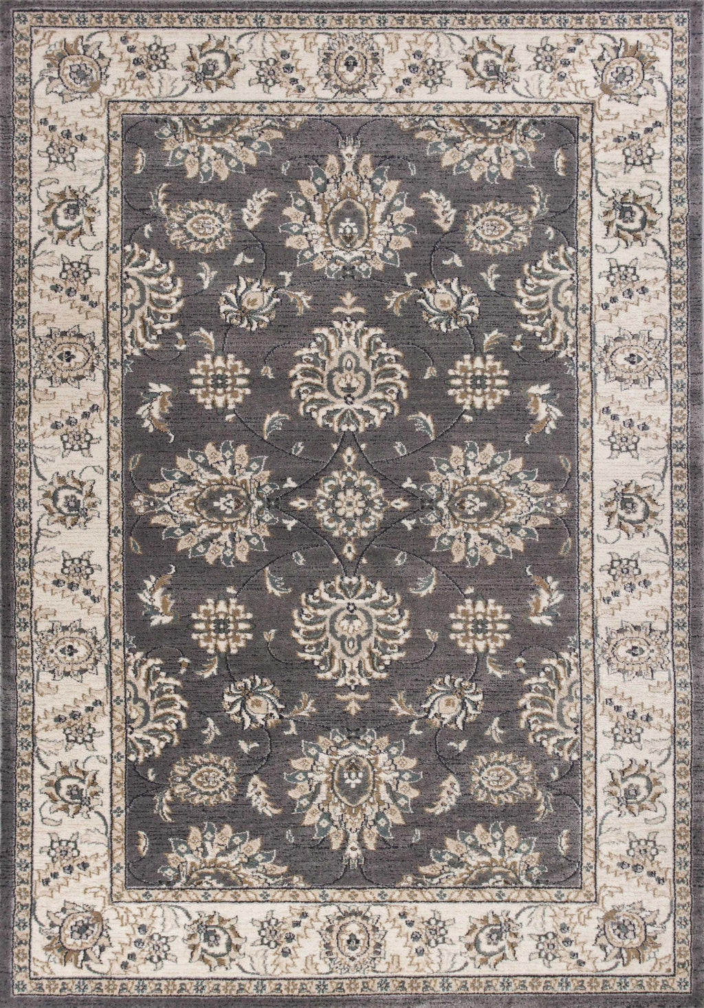 7'10" x 9'10" Polypropelene Grey-Ivory Area Rug