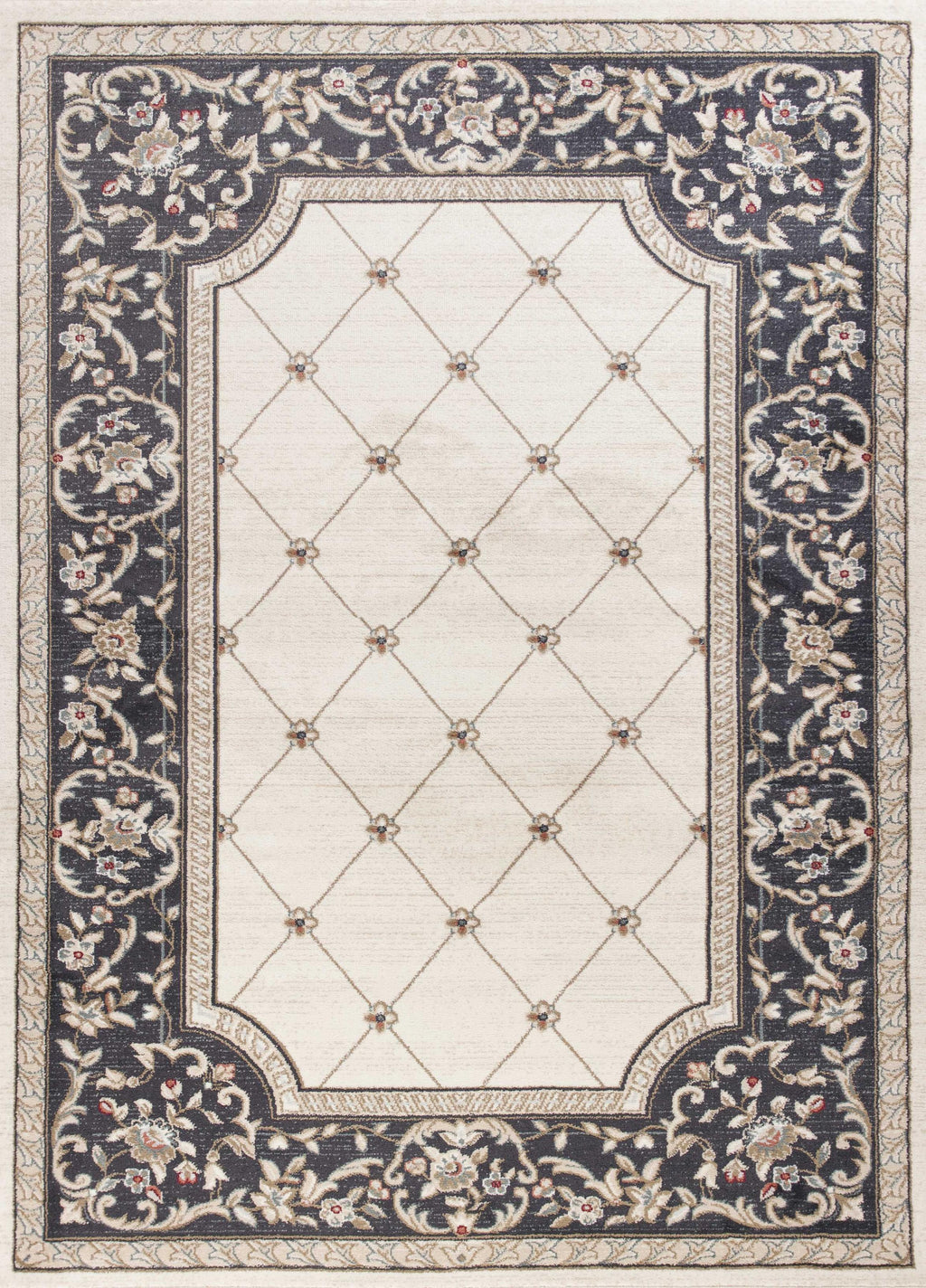 7'10" x 9'10" Polypropelene Ivory-Grey Area Rug