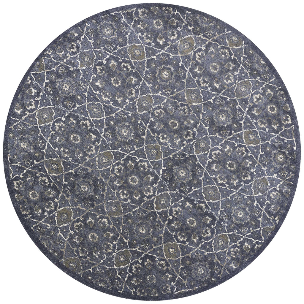 7'7" Round Polypropelene Denim Area Rug