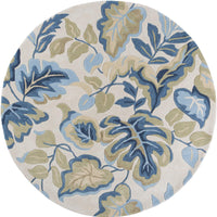 5'6" Round Polyester Ivory Area Rug