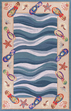 5'3" x 8'3" Wool Blue Area Rug