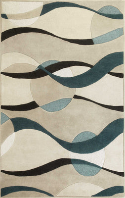 5' x 8' Wool Ivory-Blue Area Rug