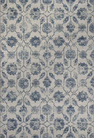 6'7" x 9'6" Polypropelene Ivory-Blue Area Rug