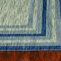 3'x4' Grey Denim Machine Woven UV Treated Color Bordered Indoor Outdoor Accent Rug