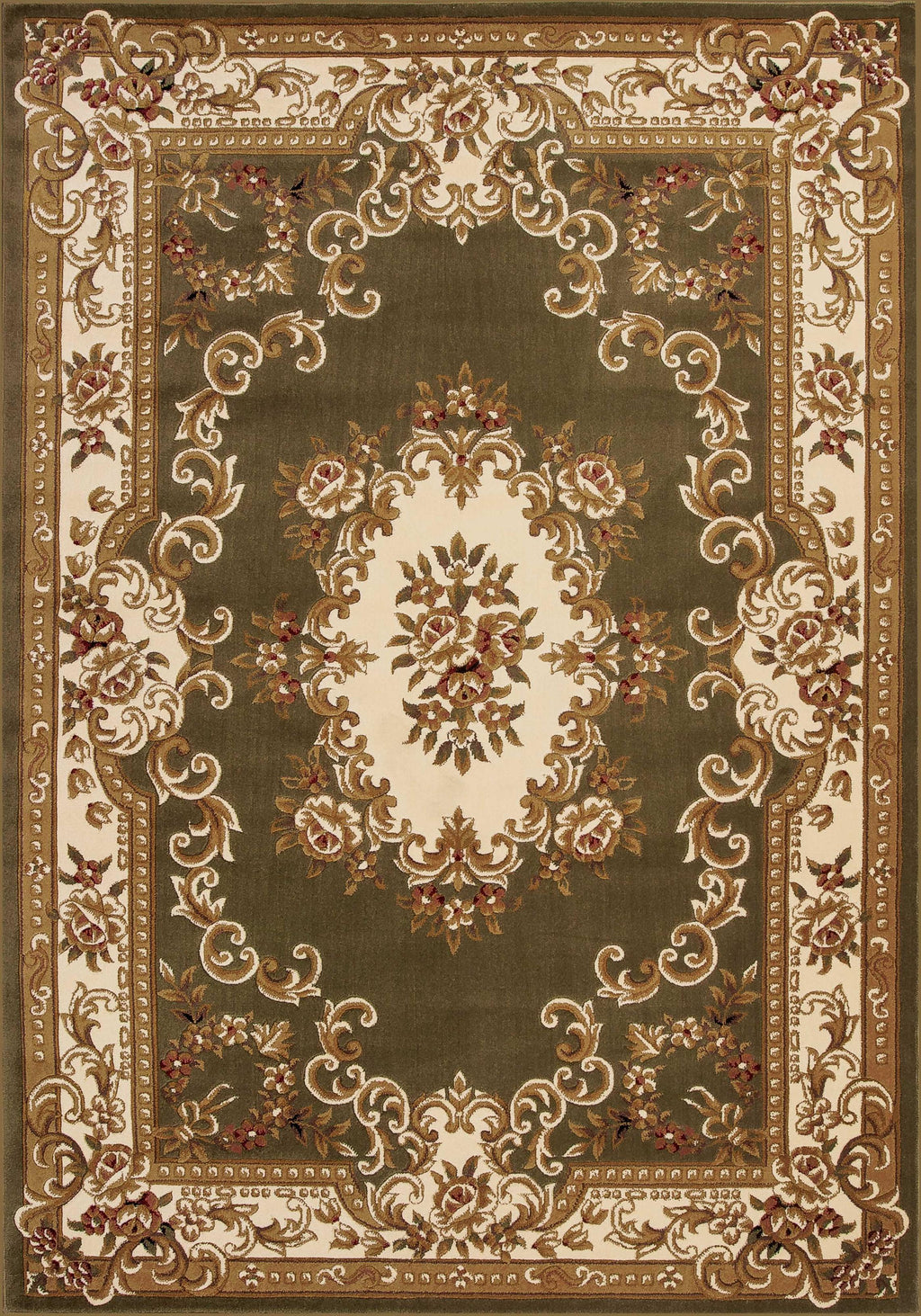 20" x 31" Polypropylene Green-Ivory Area Rug