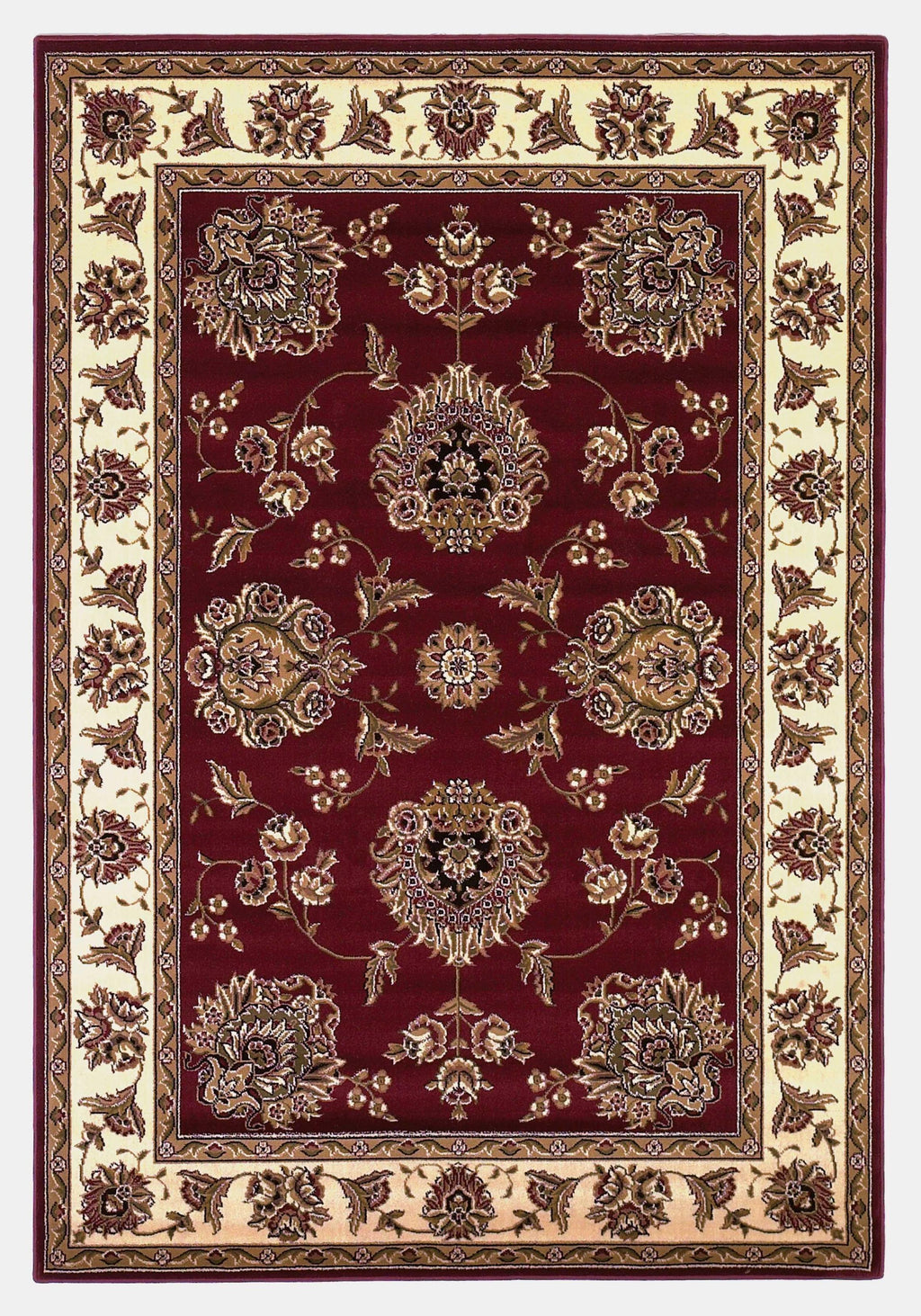 2'3" x 3'3" Polypropelene Red-Ivory Area Rug