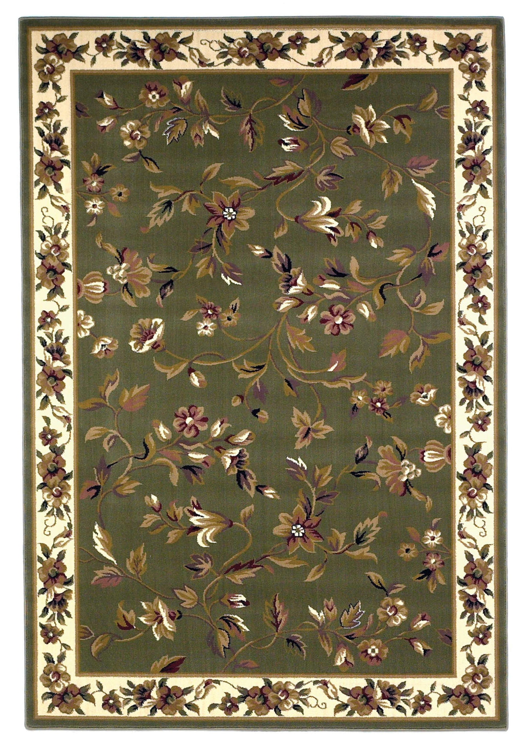 2'3" x 3'3" Polypropelene Sage-Ivory Area Rug