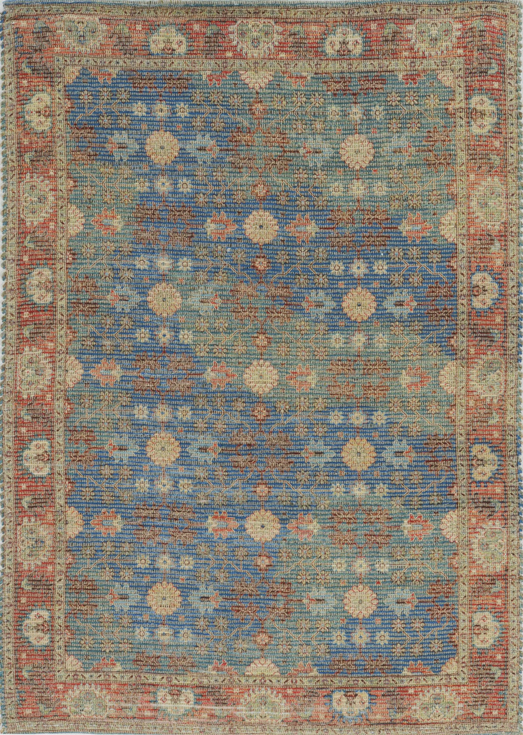 27" x 45" Jute Blue-Red Area Rug