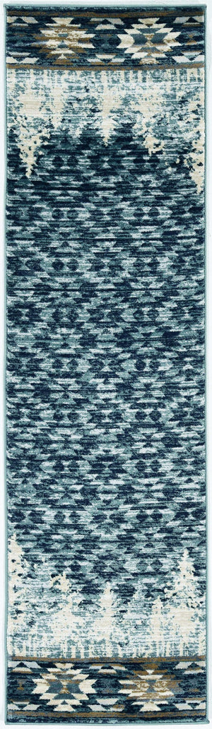 2' x 7'7" Runner Polypropelene Slate Blue Area Rug