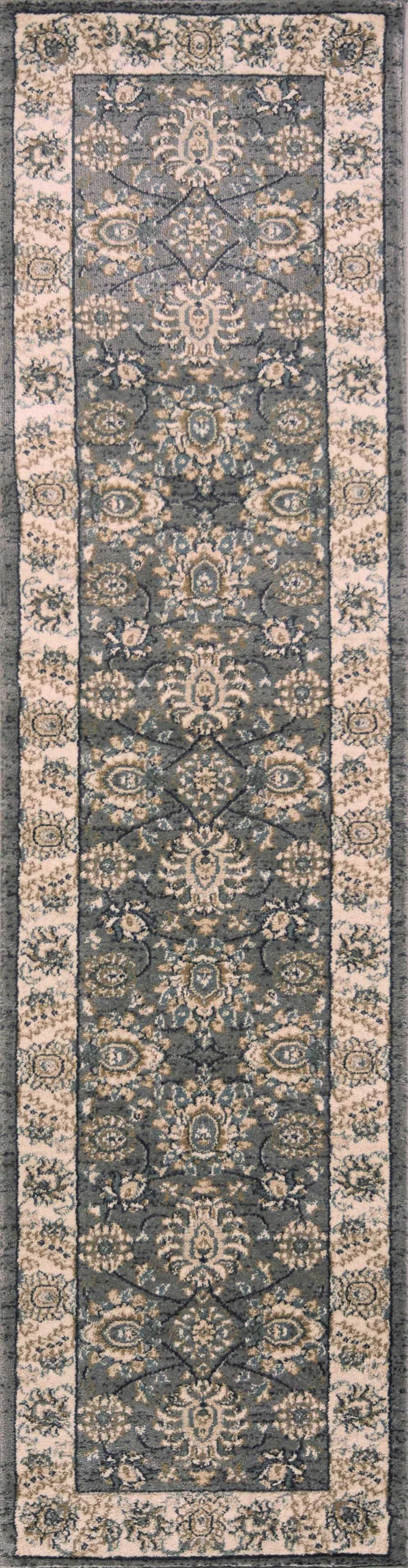 2' x 7'7" Runner Polypropelene Grey-Ivory Area Rug