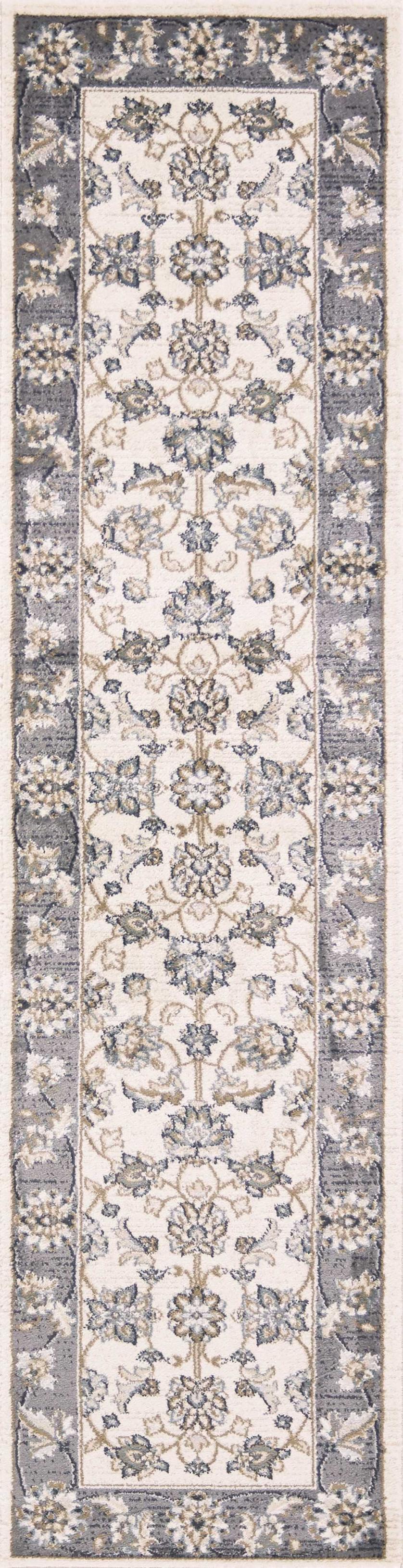 2' x 7'7" Runner Polypropelene Ivory-Grey Area Rug