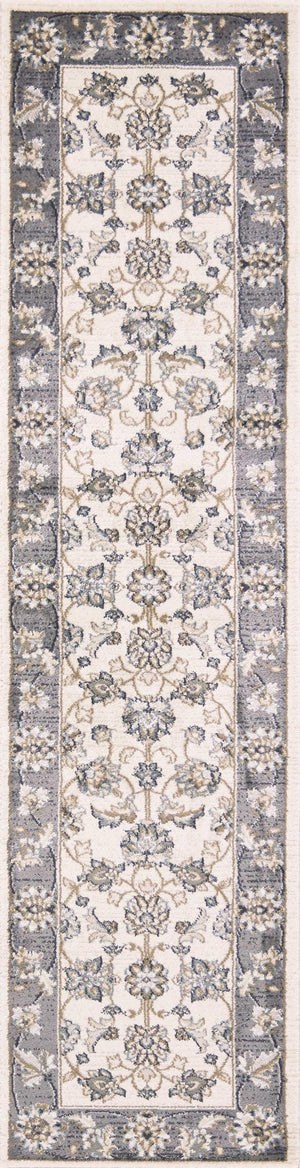 2' x 7'7" Runner Polypropelene Ivory-Grey Area Rug