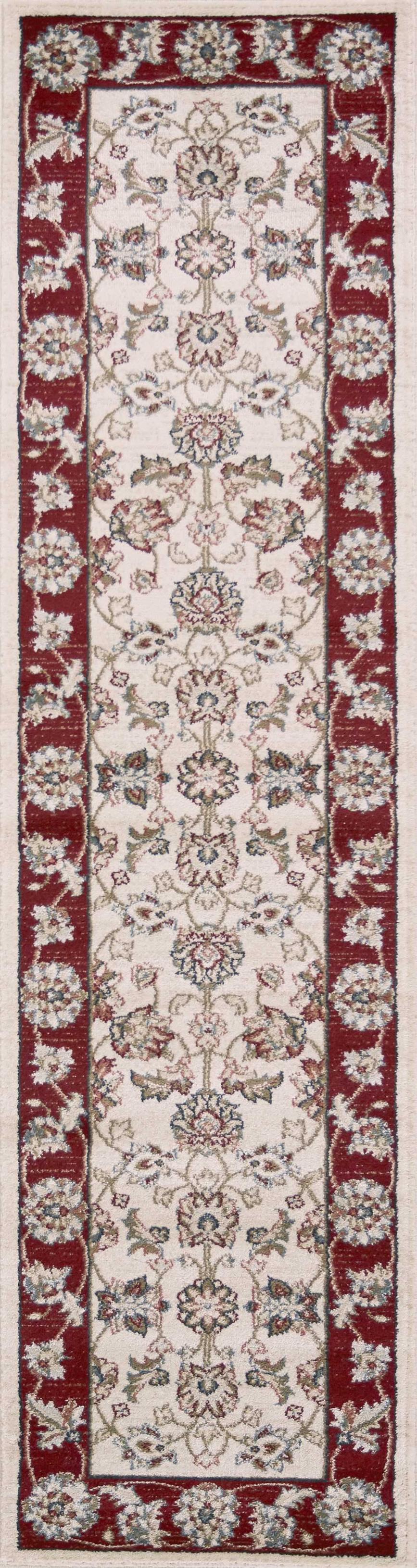 2' x 7'7" Runner Polypropelene Ivory-Red Area Rug