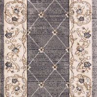 2' x 7'7" Runner Polypropelene Grey-Ivory Area Rug