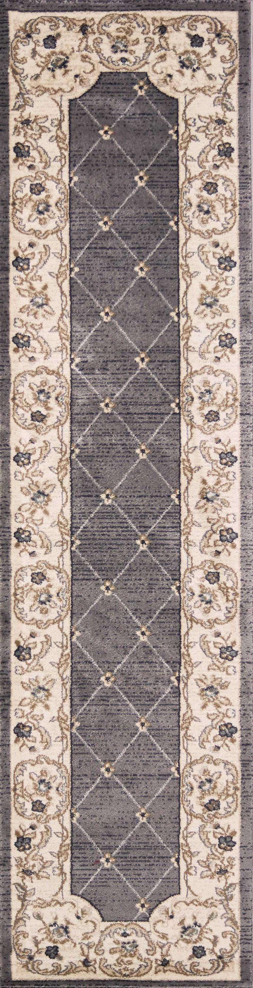 2' x 7'7" Runner Polypropelene Grey-Ivory Area Rug